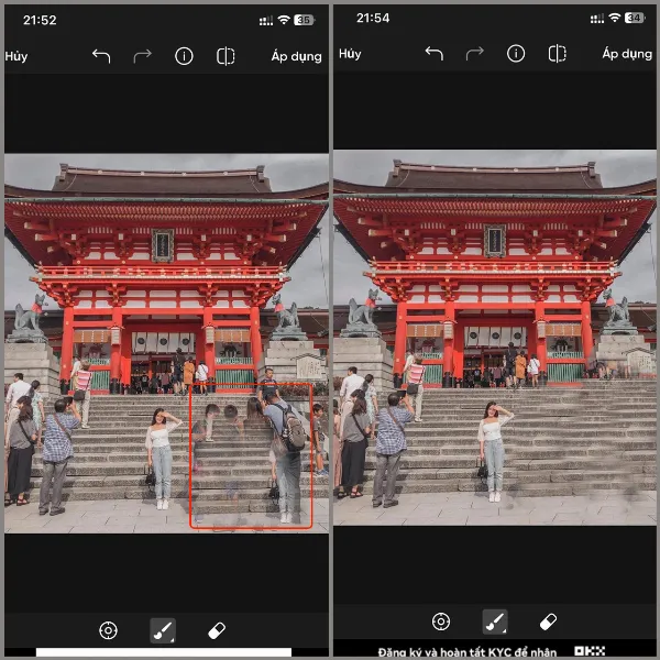 Tiến hành nhân bản và che phủ đối tượng muốn xóa