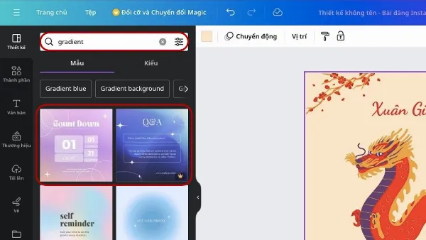 Template Instagram là gì? Cách tạo template trên Instagram cực đẹp, mang phong cách của riêng bạn 4 Tìm kiếm Gradient để chọn bố cục cho template
