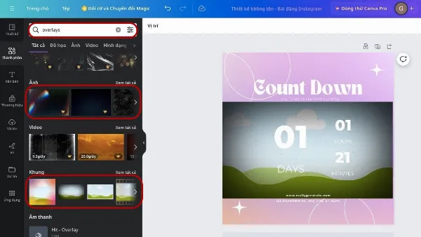 Template Instagram là gì? Cách tạo template trên Instagram cực đẹp, mang phong cách của riêng bạn 8 Tìm kiếm Overlays để thêm lớp phủ cho template