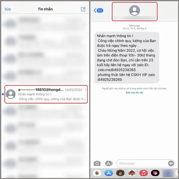 Tin nhắn rác trên iPhone