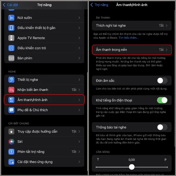 Truy cập cài đặt âm thanh trong nền