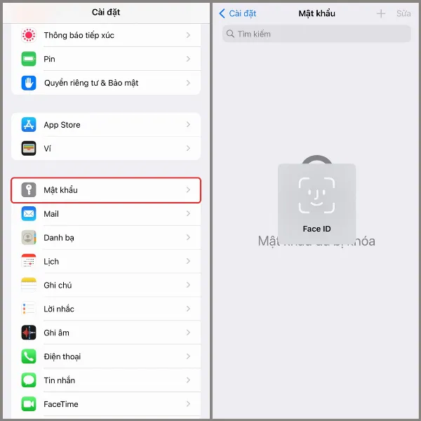 Truy cập Cài đặt và chọn Mật khẩu trên iPhone
