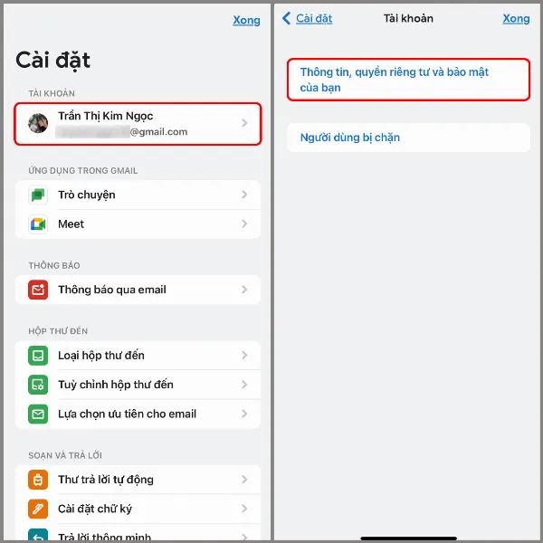 Truy cập thông tin cá nhân trong tài khoản Google