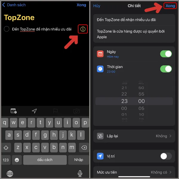 Tùy chỉnh chi tiết cho lời nhắc trên iPhone