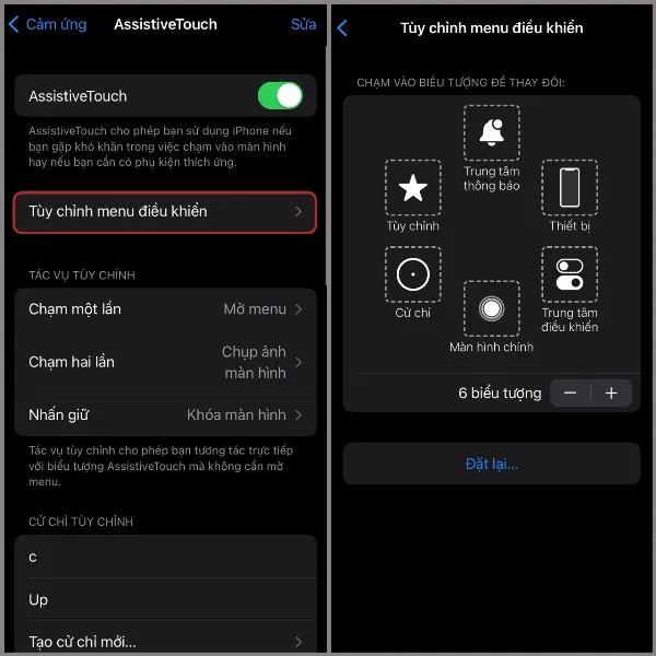 Tùy chỉnh menu AssistiveTouch