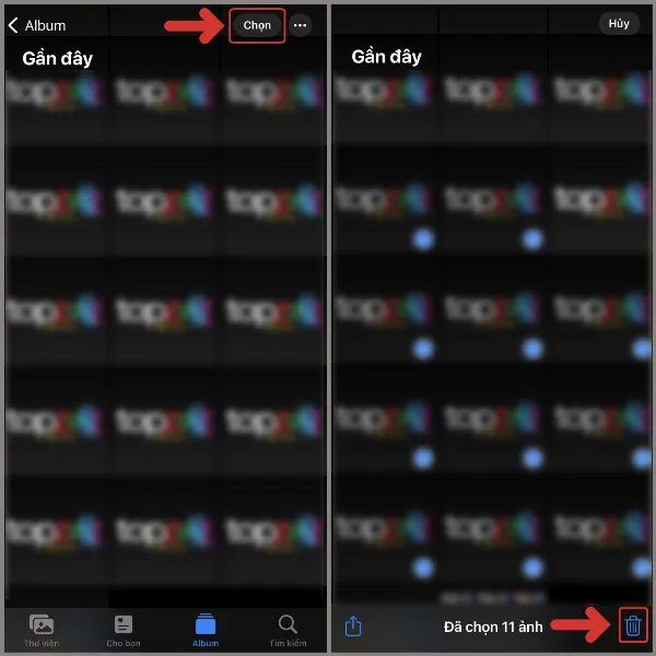 Ứng dụng Ảnh trên iPhone, hướng dẫn người dùng chọn và xóa các hình ảnh không cần thiết, giúp giải phóng dung lượng lưu trữ và cải thiện hiệu năng thiết bị.