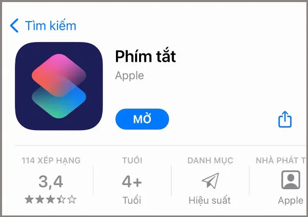 Ứng dụng Phím tắt trên App Store