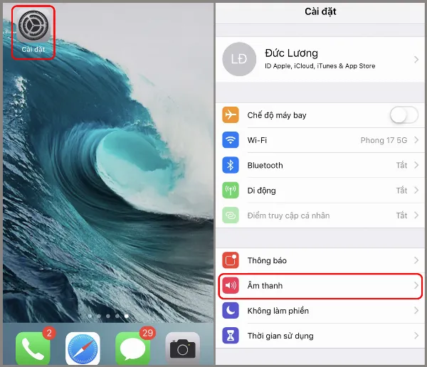 Vào Cài đặt và chọn Âm thanh & Cảm ứng