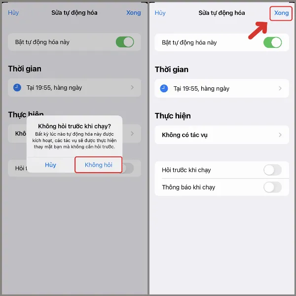 Cách tắt thông báo tự động hóa khi chạy phím tắt của iPhone cực đơn giản, không còn làm phiền bạn 3 Xác nhận không hỏi trước khi chạy tự động hóa