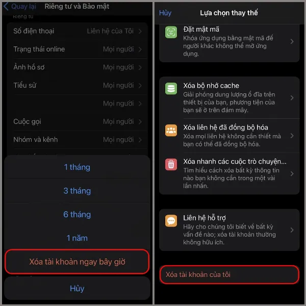 Xác nhận xóa vĩnh viễn tài khoản Telegram