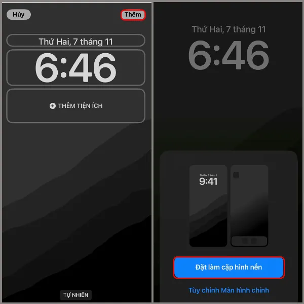 Xem trước và thiết lập hình nền đen