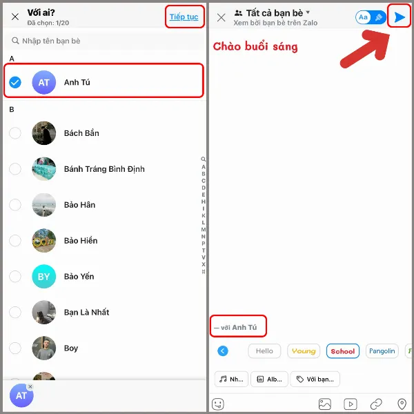 Zalo - Hoàn tất tag tên và đăng bài