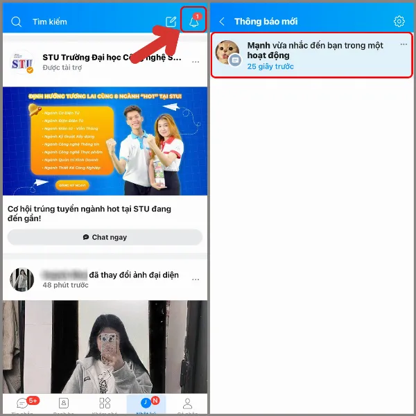 Zalo - Tìm bài viết bị tag